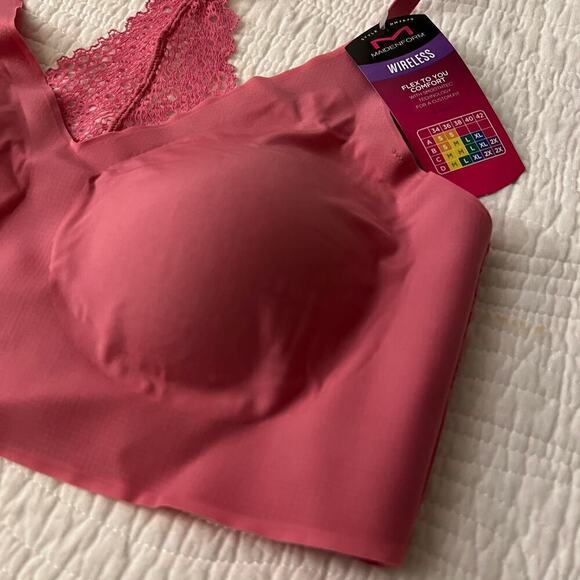 Maidenform NEW Wireless Lace Bralette Womens M Flex To You Comfort Seamless Pink - Picture 4 of 8